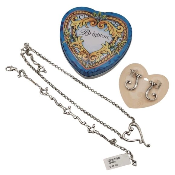 Brighton Tuscan Etched 3-Piece Jewelry Set Gift Tin Necklace Bracelet Earrings - Picture 1 of 9